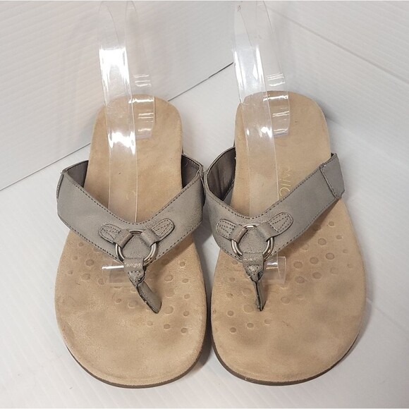 Vionic Elena Thong Sandals Silver Metallic Ring Detail Womens Size 9 - Picture 5 of 9